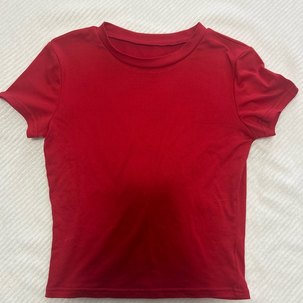 SHEIN Vibrant Red Short Sleeve Tee